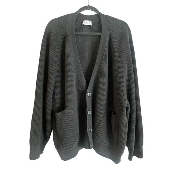 Raey Women’s Wool Blend Oversized Cardigan Black Front Pockets Small Chunky Knit - Picture 1 of 8
